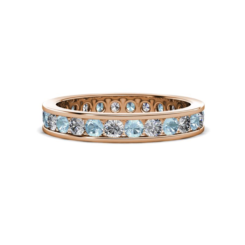 Celina 2.70 mm Round Aquamarine and Diamond Eternity Band 