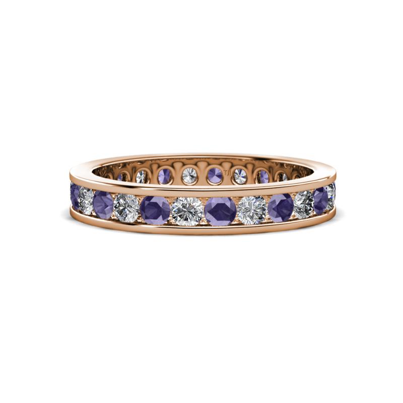 Celina 2.70 mm Round Iolite and Diamond Eternity Band 