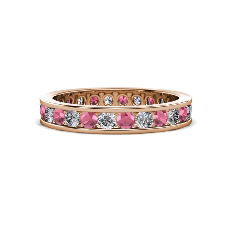 Celina 2.70 mm Round Rhodolite Garnet and Diamond Eternity Band 