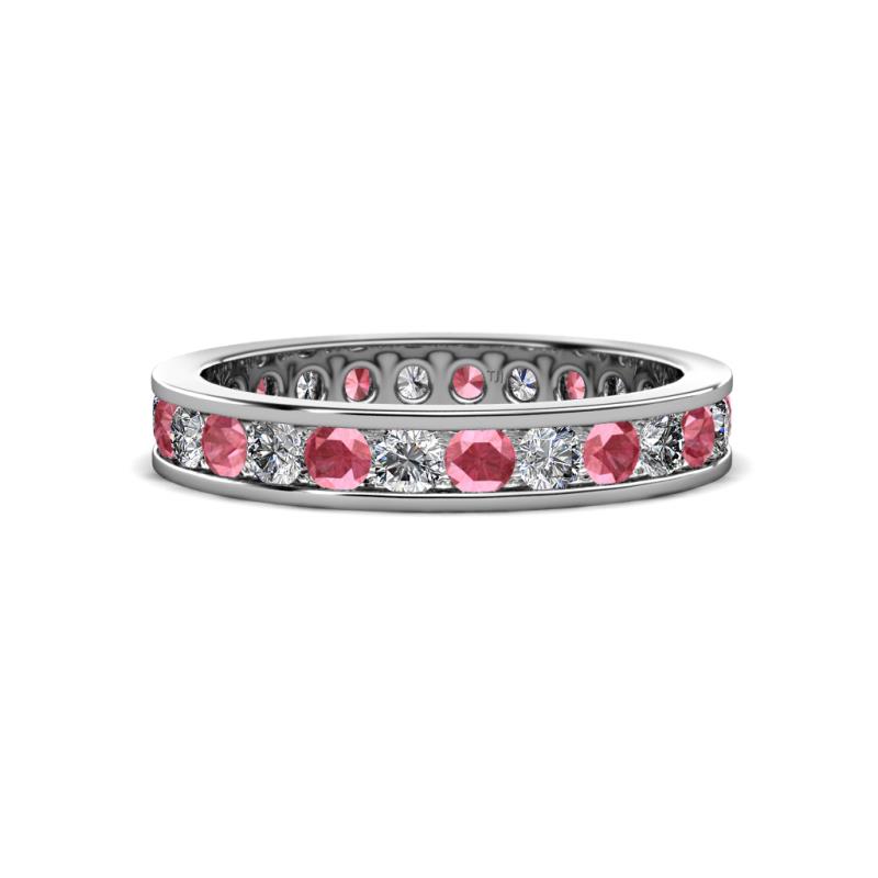 Celina 2.70 mm Round Pink Tourmaline and Diamond Eternity Band 
