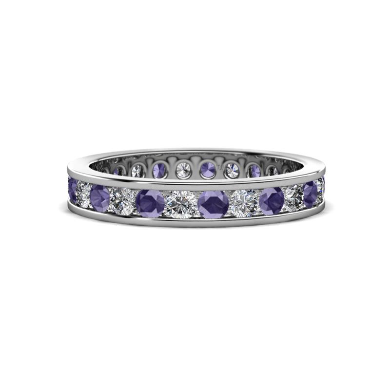 Celina 2.70 mm Round Iolite and Diamond Eternity Band 