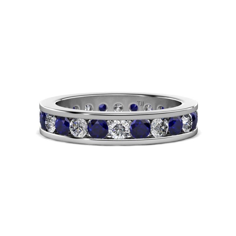 Celina 3.00 mm Round Blue Sapphire and Diamond Eternity Band 