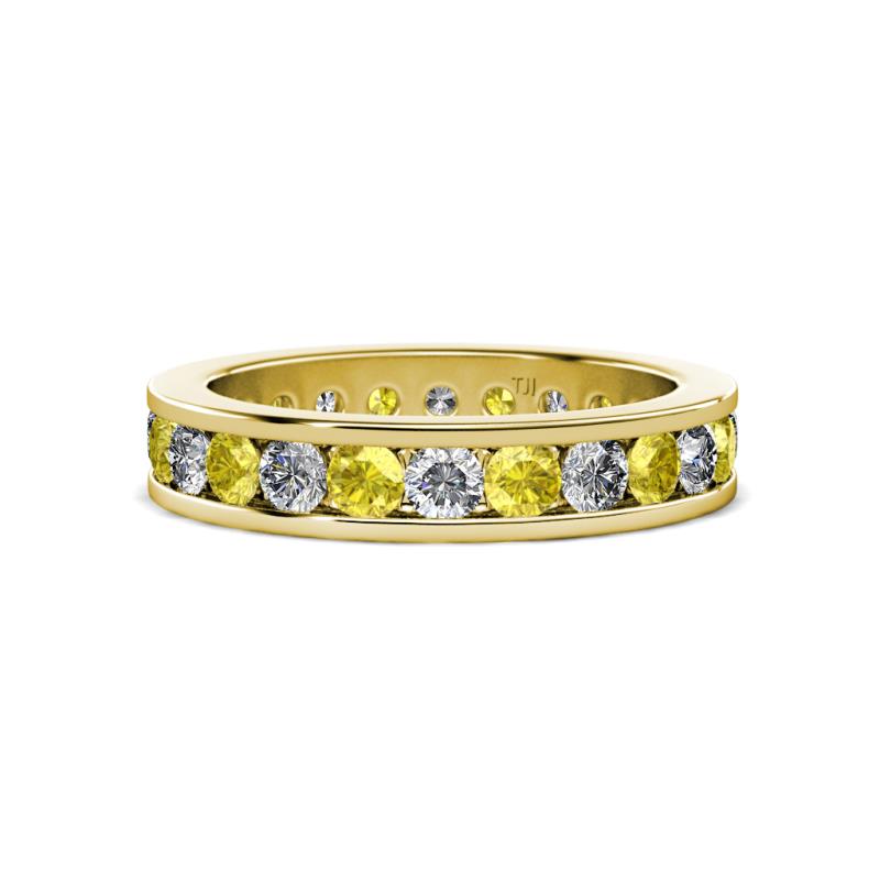 Celina 3.00 mm Round Yellow Sapphire and Diamond Eternity Band 