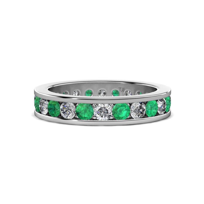 Celina 3.00 mm Round Emerald and Diamond Eternity Band 
