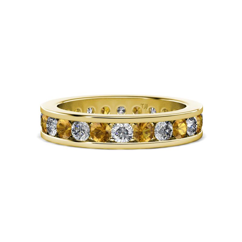 Celina 3.00 mm Round Citrine and Diamond Eternity Band 