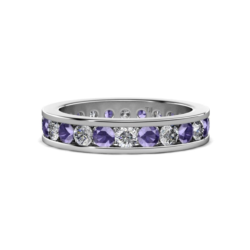 Celina 3.00 mm Round Iolite and Diamond Eternity Band 