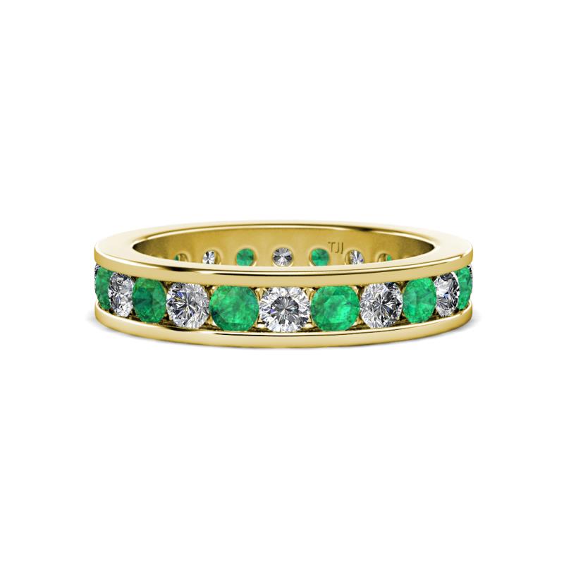 Celina 3.00 mm Round Emerald and Diamond Eternity Band 