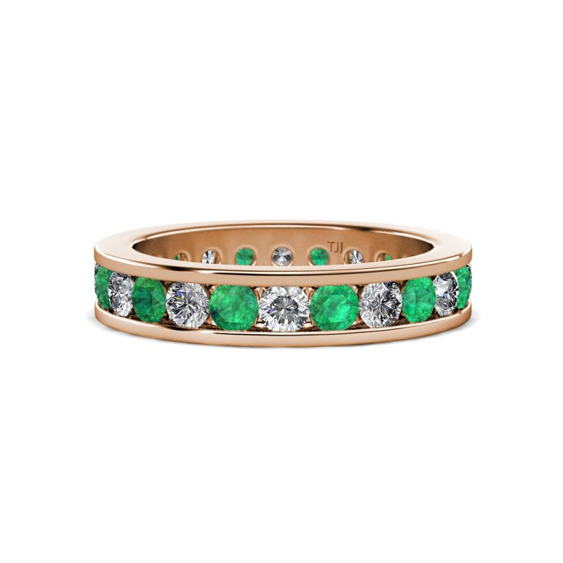 Celina 3.00 mm Round Emerald and Diamond Eternity Band 
