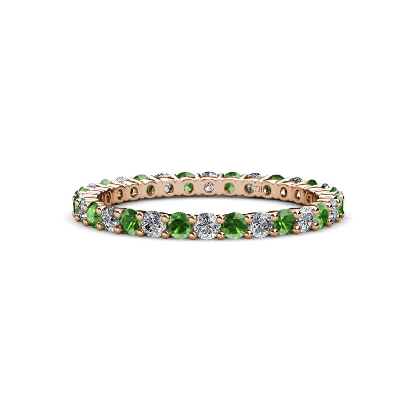 Joyce 2.30 mm Green Garnet and Diamond Eternity Band 