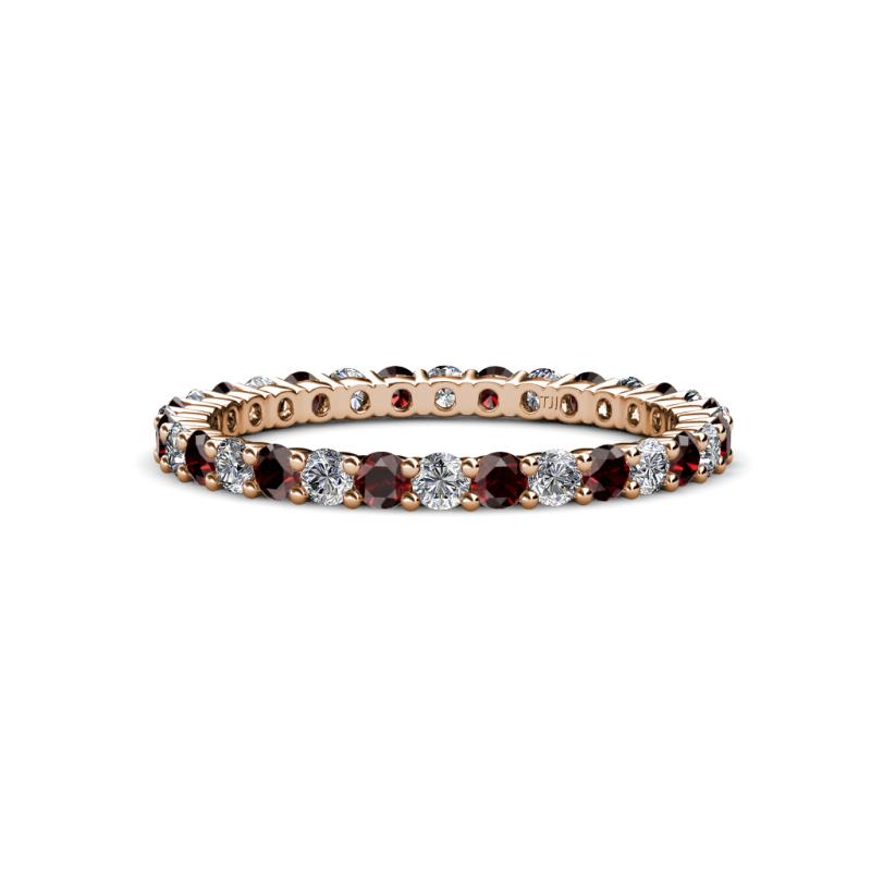 Joyce 2.30 mm Red Garnet and Diamond Eternity Band 