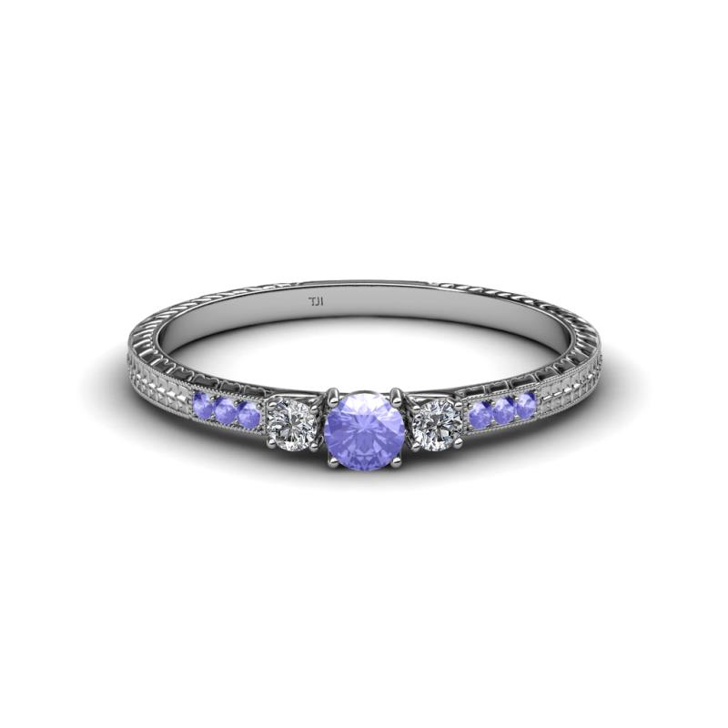 Tresu Tanzanite and Diamond Three Stone Engagement Ring 