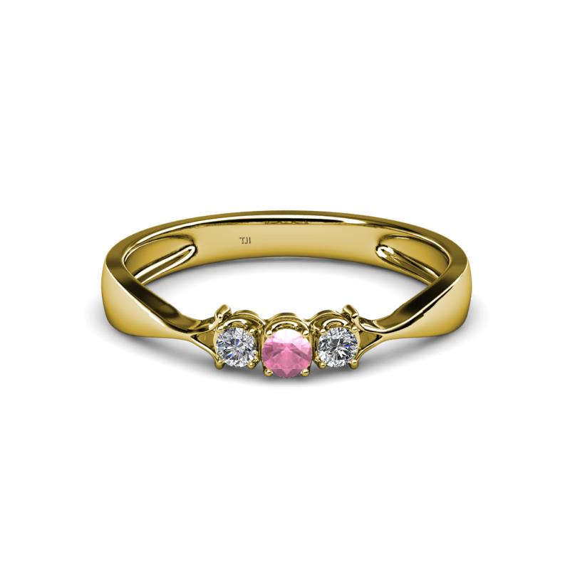 Rylai Pink Tourmaline and Diamond Three Stone Engagement Ring 