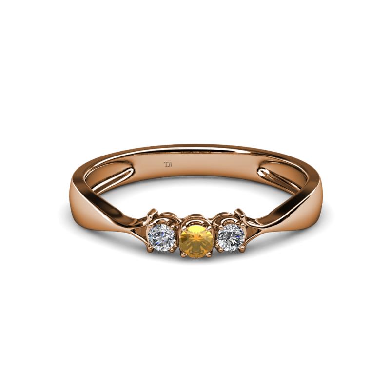 Rylai Citrine and Diamond Three Stone Engagement Ring 