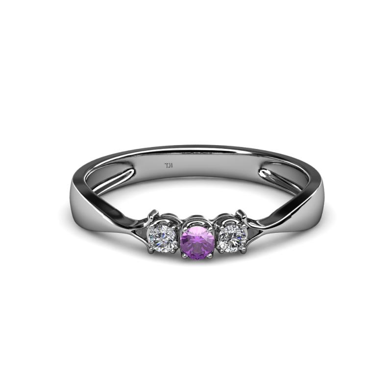 Rylai Amethyst and Diamond Three Stone Engagement Ring 