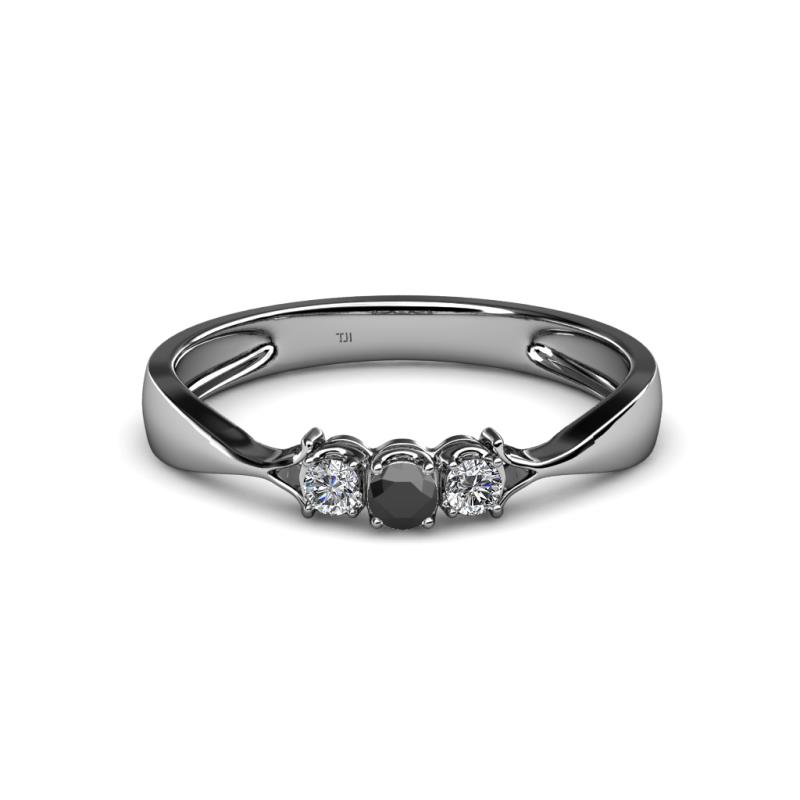 Rylai Black and White Diamond Three Stone Engagement Ring 