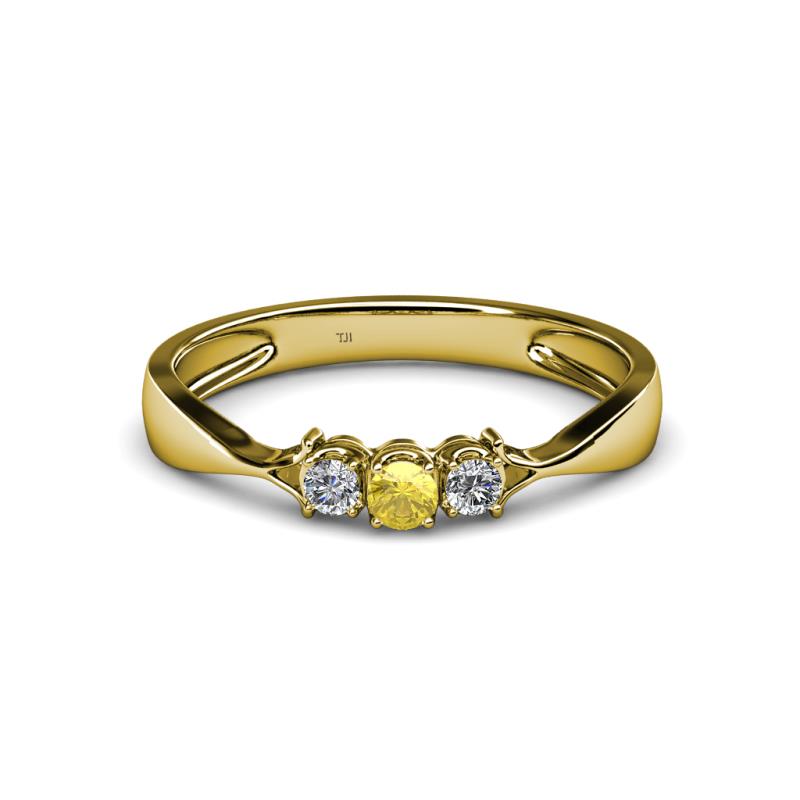 Rylai Yellow Sapphire and Diamond Three Stone Engagement Ring 