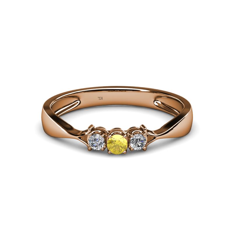 Rylai Yellow Sapphire and Diamond Three Stone Engagement Ring 