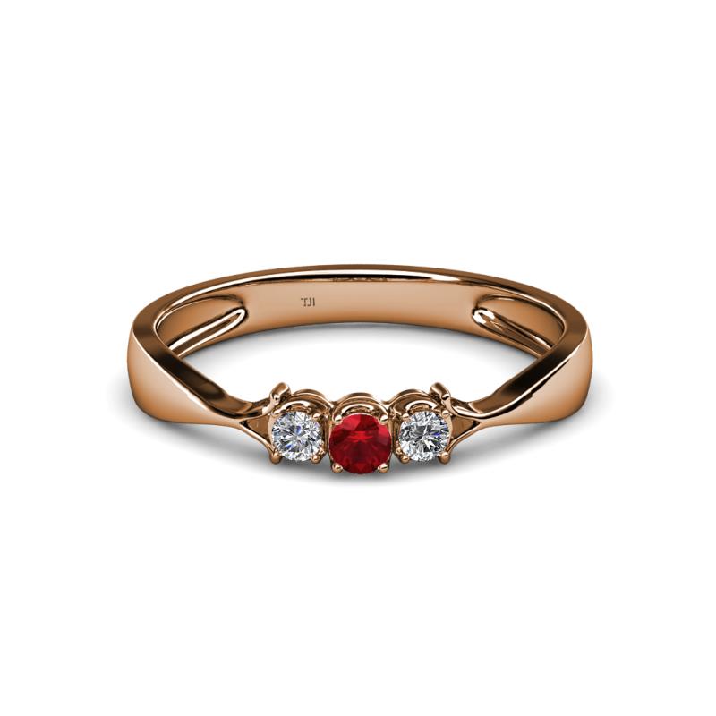 Rylai Ruby and Diamond Three Stone Engagement Ring 
