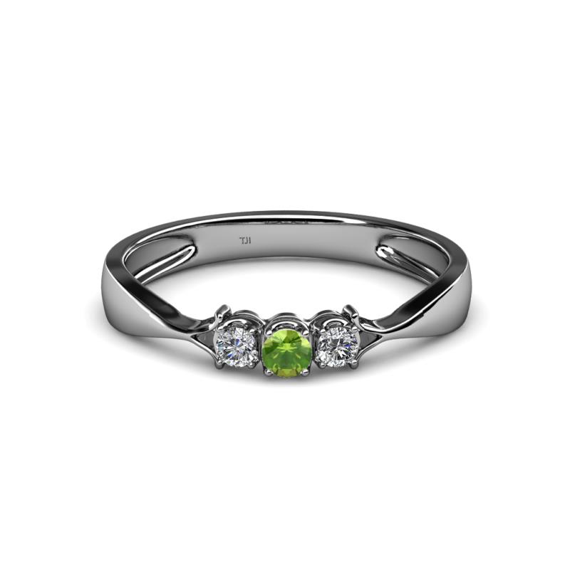 Rylai Green Garnet and Diamond Three Stone Engagement Ring 