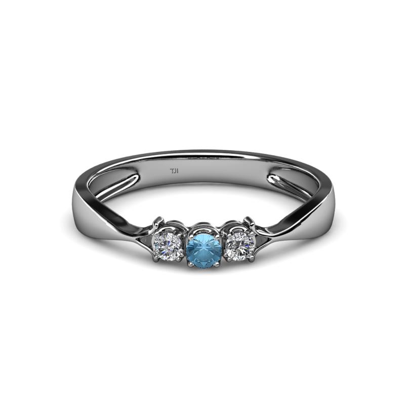 Rylai Blue Topaz and Diamond Three Stone Engagement Ring 