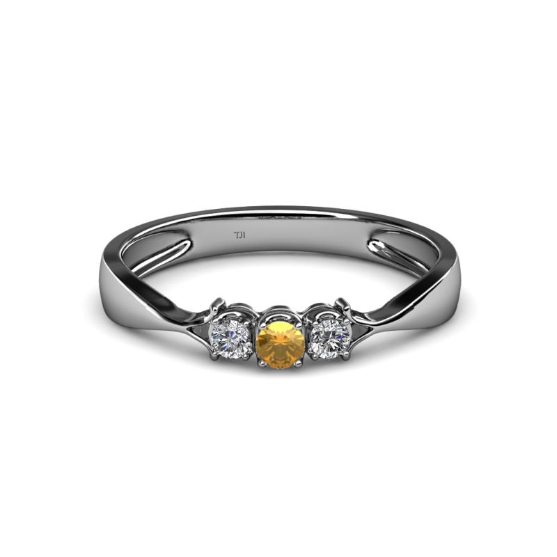 Rylai Citrine and Diamond Three Stone Engagement Ring 