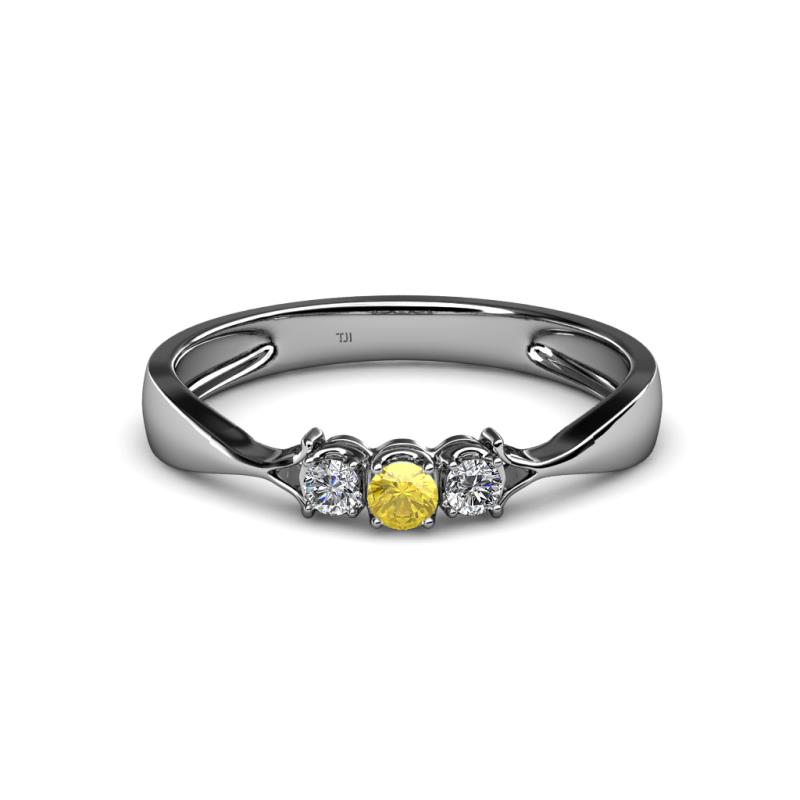 Rylai Yellow Sapphire and Diamond Three Stone Engagement Ring 