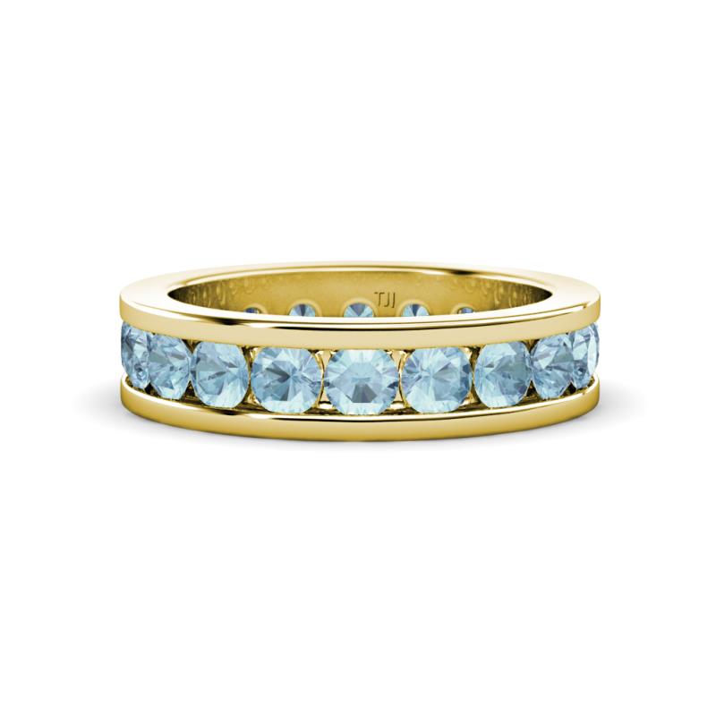 Celina 3.40 mm Round Aquamarine Eternity Band 
