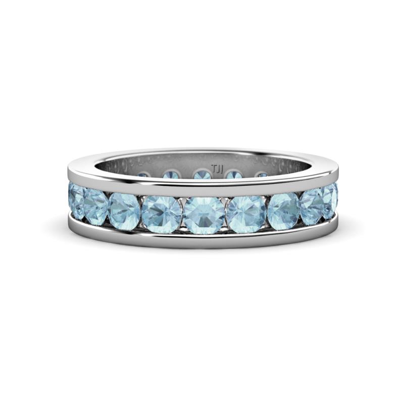 Celina 3.40 mm Round Aquamarine Eternity Band 