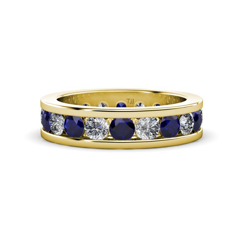 Celina 3.40 mm Round Blue Sapphire and Diamond Eternity Band 