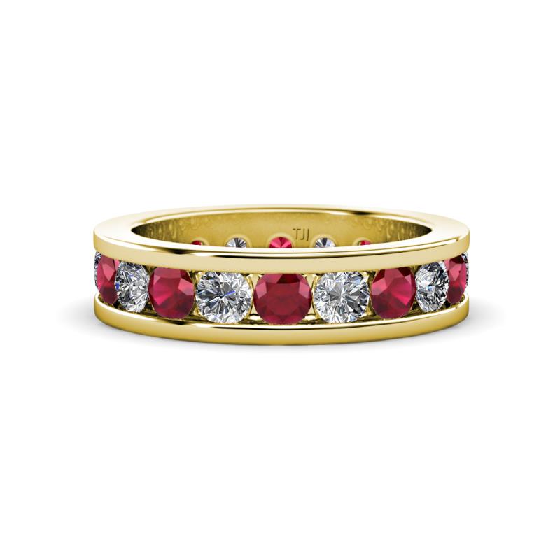 Celina 3.40 mm Round Ruby and Diamond Eternity Band 