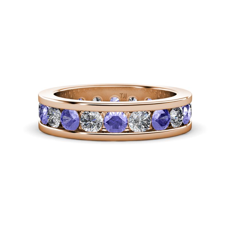 Celina 3.40 mm Round Tanzanite and Diamond Eternity Band 