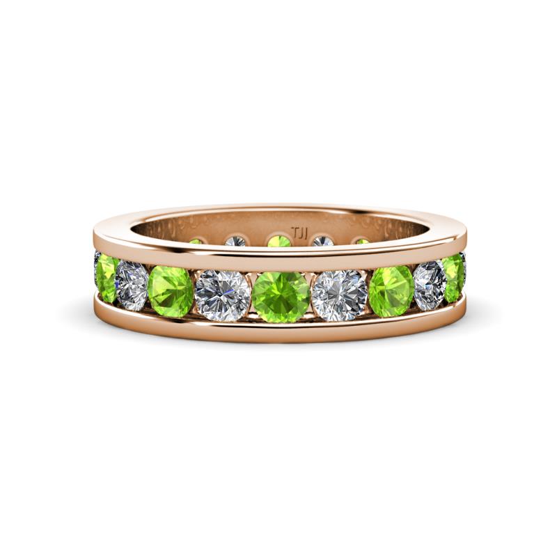 Celina 3.40 mm Round Peridot and Diamond Eternity Band 