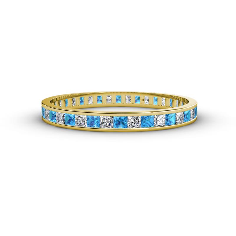 Rebica 2.50 mm Princess Cut Blue Topaz and Diamond Eternity Band 