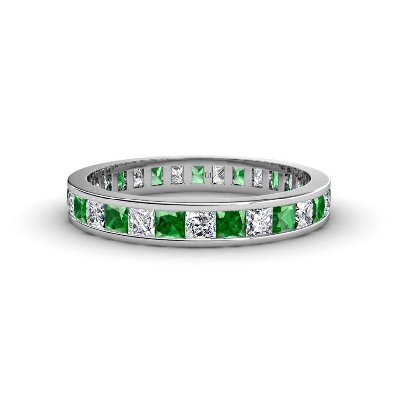 Rebica 3.00 mm Princess Cut Green Garnet and Diamond Eternity Band 
