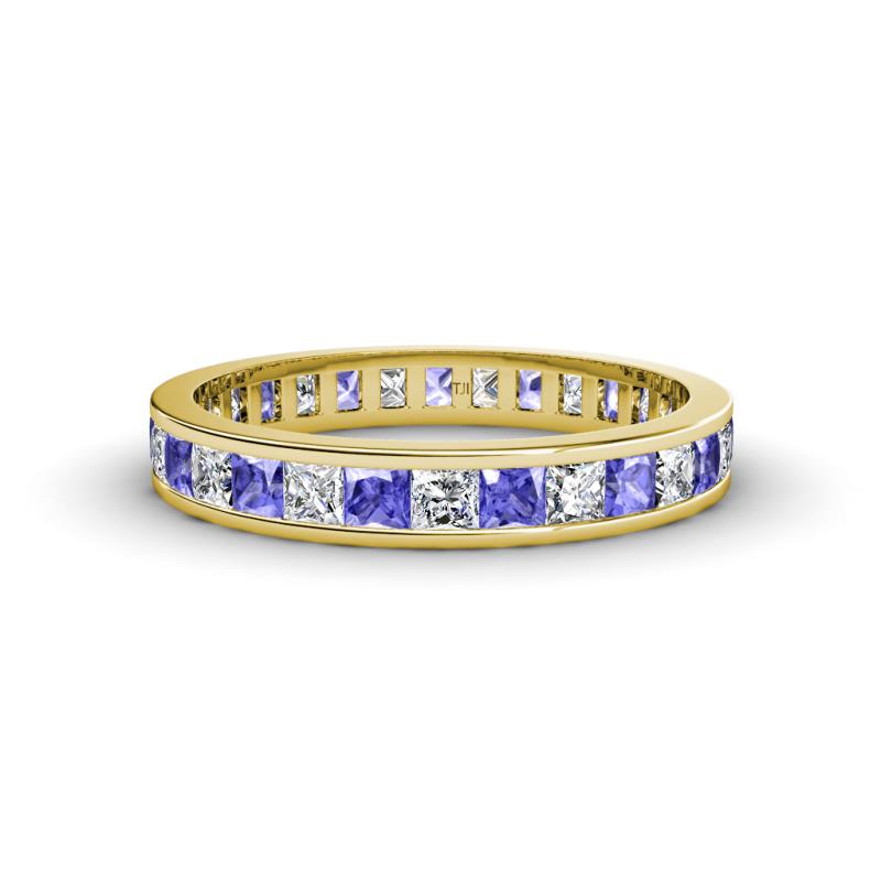 Rebica 3.00 mm Princess Cut Tanzanite and Diamond Eternity Band 
