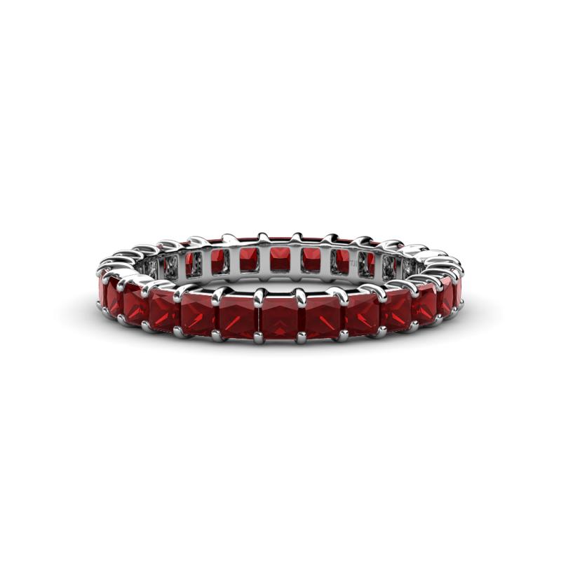Allie 3.00 mm Princess Cut Red Garnet Eternity Band 