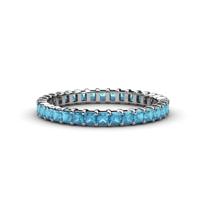Allie 2.50 mm Princess Cut London Blue Topaz Eternity Band 