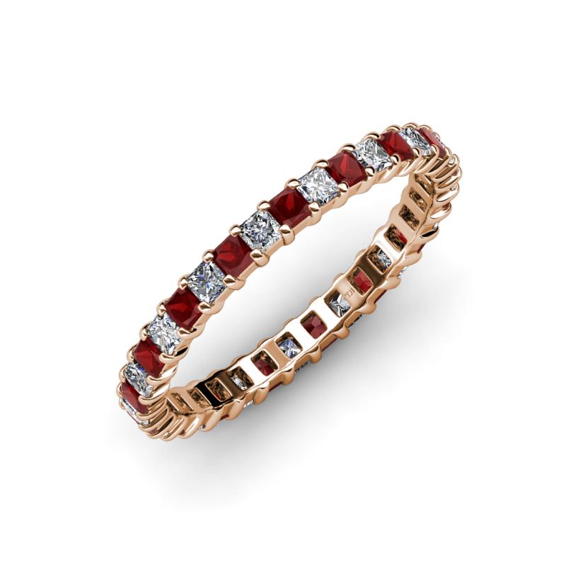 Allie 2.50 mm Red Garnet and Diamond Eternity Band 