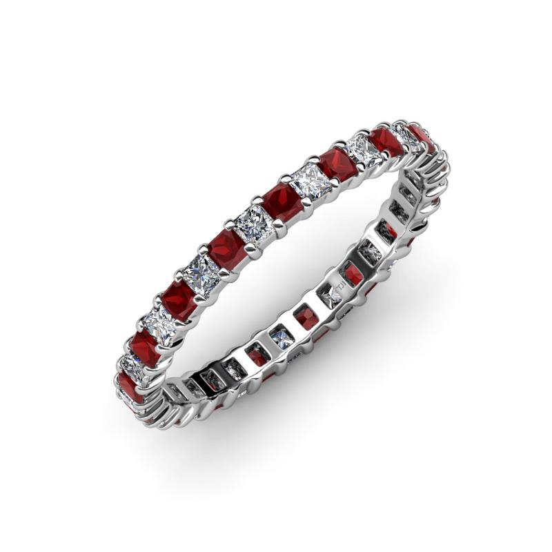 Allie 2.50 mm Red Garnet and Diamond Eternity Band 