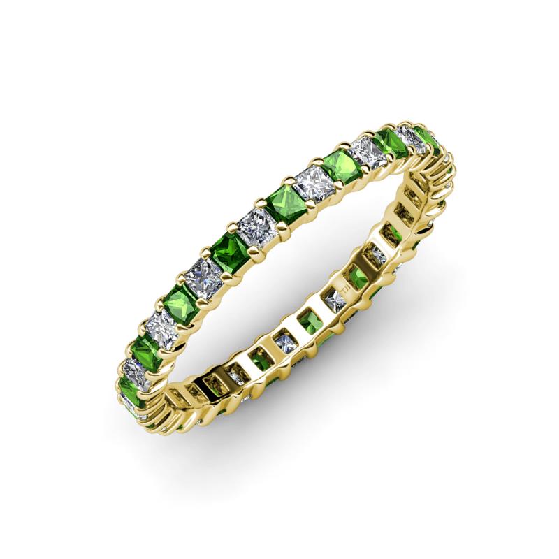 Allie 2.50 mm Green Garnet and Diamond Eternity Band 