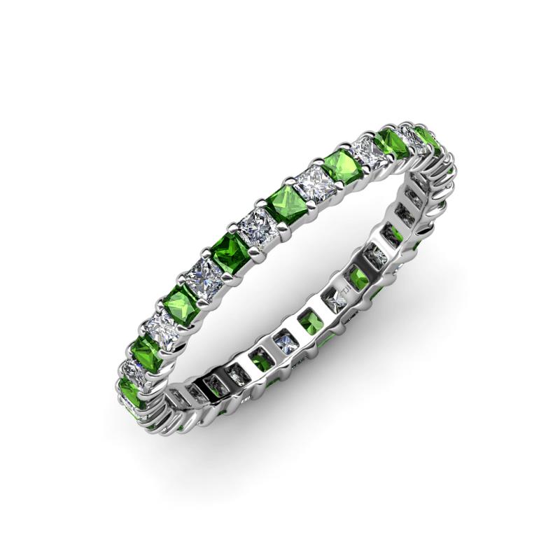 Allie 2.50 mm Green Garnet and Diamond Eternity Band 