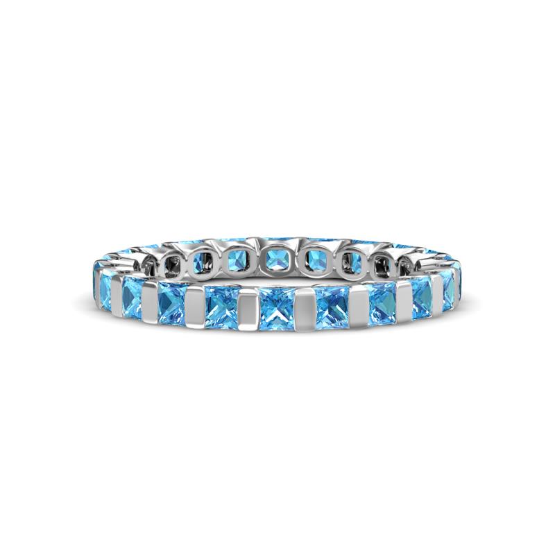 Clarissa 3.00 mm Princess Cut Blue Topaz Eternity Band 