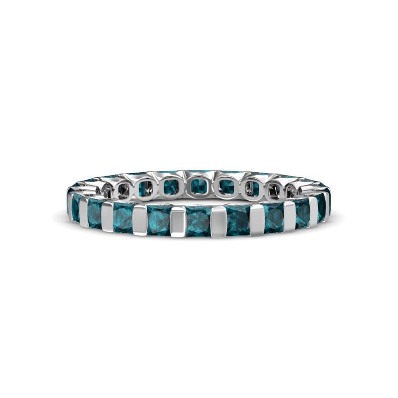 Clarissa 3.00 mm Princess Cut London Blue Topaz Eternity Band 