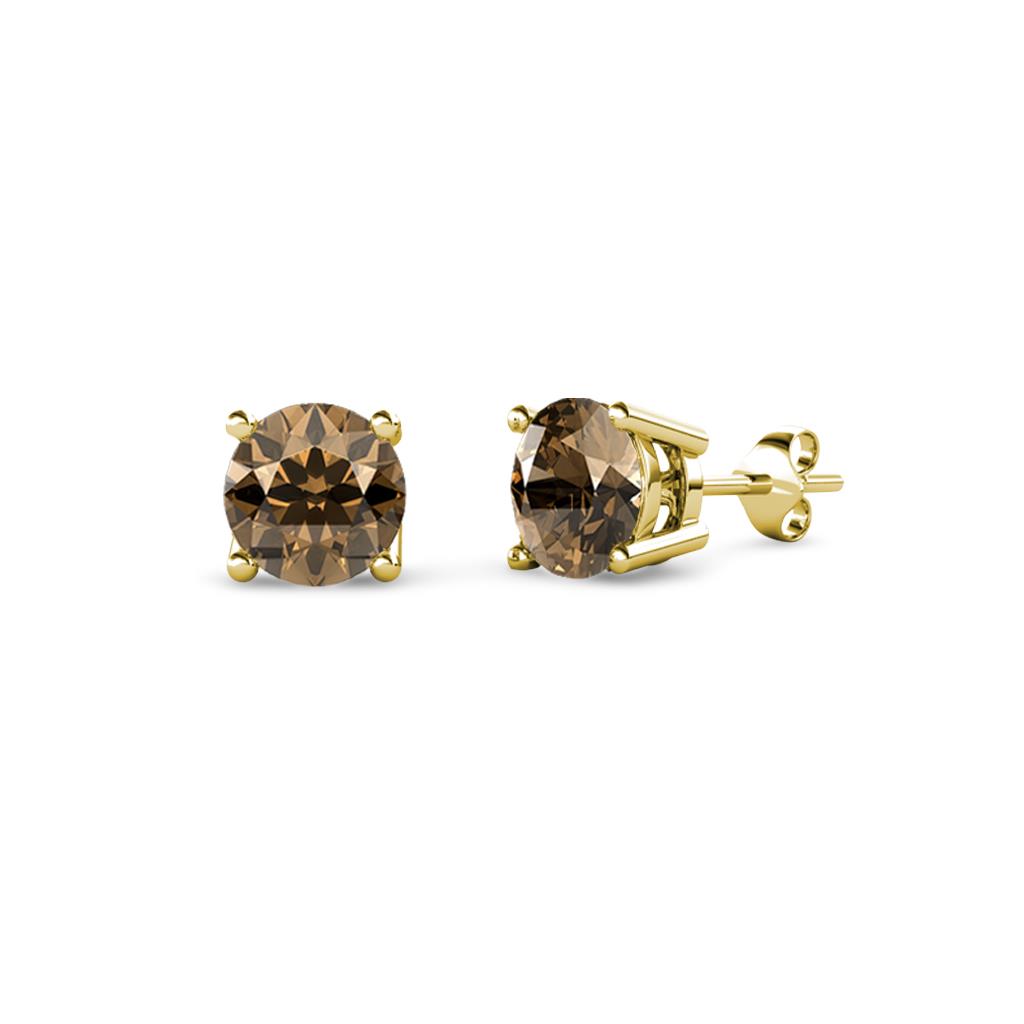 Alina Smoky Quartz (4mm) Solitaire Stud Earrings 