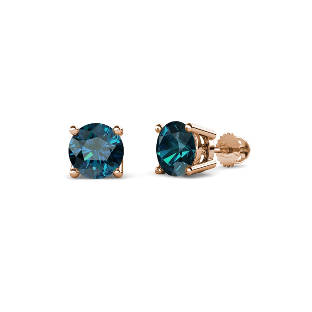 Alina Blue Diamond (4mm) Solitaire Stud Earrings 