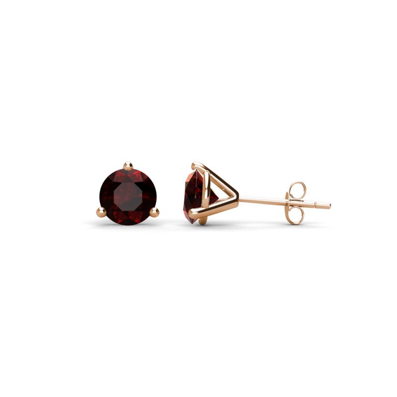 TriJewels Red Garnet Six Prong Martini Solitaire Stud Earrings 2.10 ctw in 14K Rose Gold 