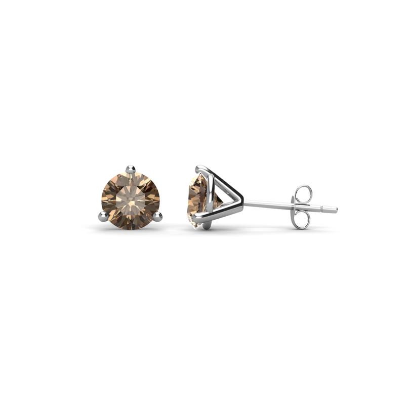 Pema 4mm (0.48 ctw) Smoky Quartz Martini Solitaire Stud Earrings 