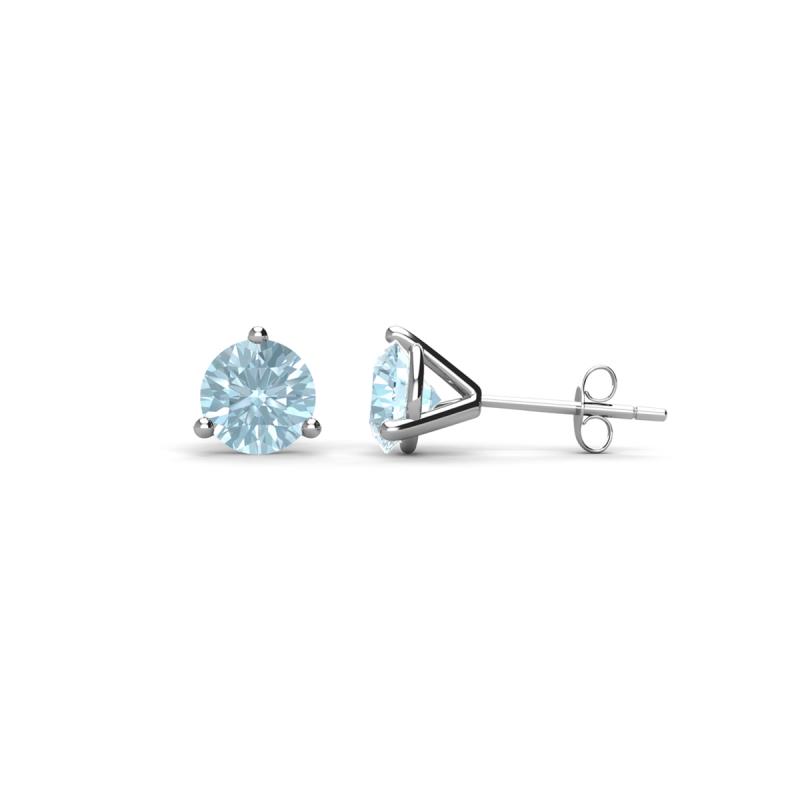 Pema 4mm (0.44 ctw) Aquamarine Martini Solitaire Stud Earrings 