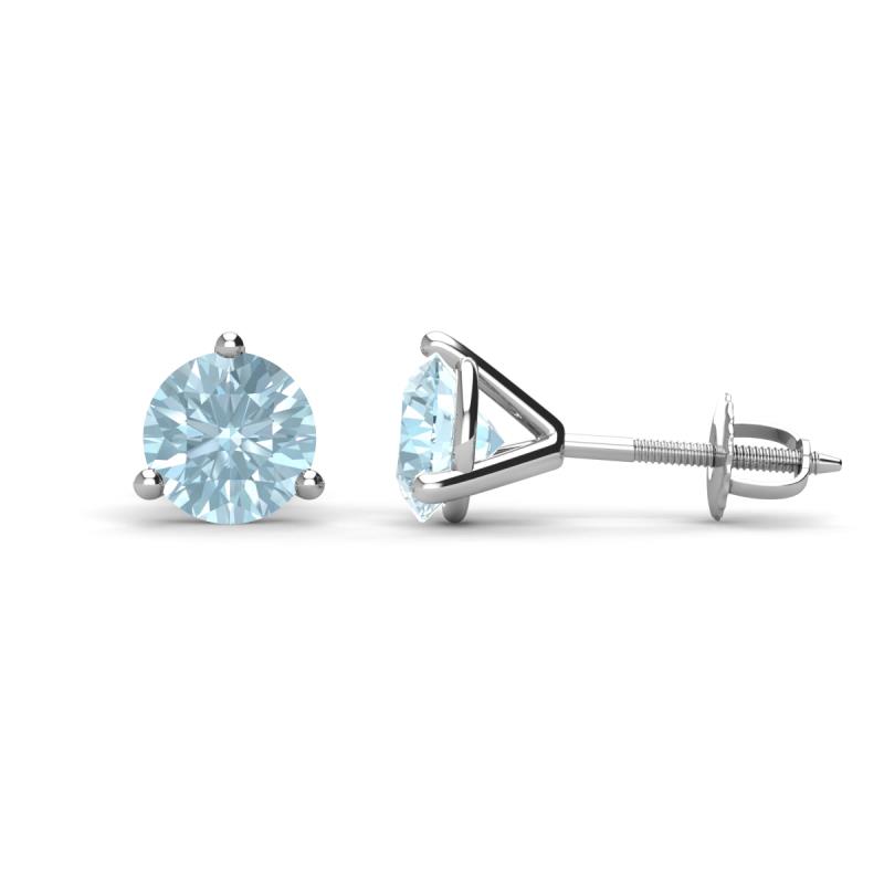 Pema 6.5mm (1.74 ctw) Aquamarine Martini Solitaire Stud Earrings 