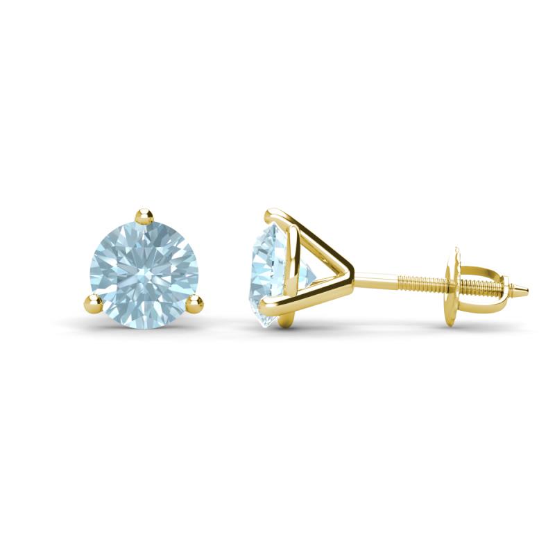 Pema 6.5mm (1.74 ctw) Aquamarine Martini Solitaire Stud Earrings 